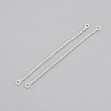 Honeyhandy Brass Chain Links connectors, Silver Color Plated, 55x1x1mm, Hole: 1.6mm