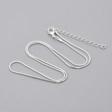 Honeyhandy Brass Square Snake Chain Necklace Making, with Lobster Claw Clasps, Silver Color Plated, 18.5 inch(47.2cm), 1mm