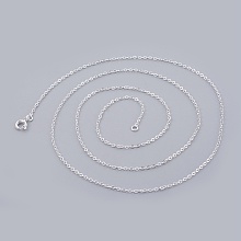 Honeyhandy Silver Color Plated Brass Necklaces, 1.5x2mm, 28 inch, Ring: 1.9x1.4x0.1mm