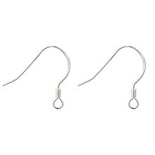 Honeyhandy 925 Sterling Silver Earring Hooks, Carved 925, Silver, 15x18x1mm, Hole: 1.5mm, Pin: 0.5mm