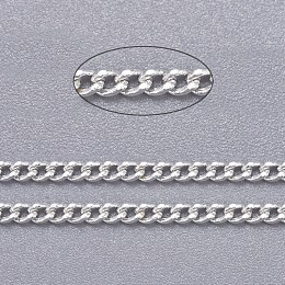 Honeyhandy Brass Twisted Chains, Curb Chains, Diamond Cut, Soldered, Faceted, with Spool, Cadmium Free & Lead Free, Silver Color Plated, 2x1.5x0.45mm, about 301.83 Feet(92m)/roll