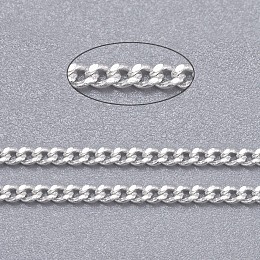 Honeyhandy Brass Twisted Chains, Curb Chains, Diamond Cut, Soldered, Faceted, with Spool, Cadmium Free & Lead Free, Silver Color Plated, 1.5x1x0.35mm, about 301.83 Feet(92m)/roll