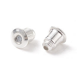 Honeyhandy Brass Ear Nuts, Earring Backs, Bullet, Silver Color Plated, about 6mm long, 5mm wide, hole:1mm