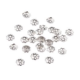 NBEADS 5000Pcs Brass Bead Caps, Silver Color, about 6mm in diameter, 1.5mm thick; hole: 0.8mm