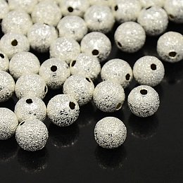 NBEADS 1000Pcs Brass Stardust Beads, Round, Silver, 8mm, Hole: 1.5~2mm