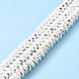 Honeyhandy Electroplate Non-magnetic Synthetic Hematite Beads Strands, Grade AA, Long-Lasting Plated, Faceted, Rondelle, Silver Plated, 8x3mm, Hole: 1mm, about 116pcs/strand, 15.7 inch(40cm)