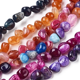 Honeyhandy Natural Agate Beads Strands, Tumbled Stone, Dyed & Heated, Nuggets, Mixed Color, 8~13x9~10x6.5~9mm, Hole: 1.4mm, about 44pcs/strand, 14.76 inch(37.5cm)