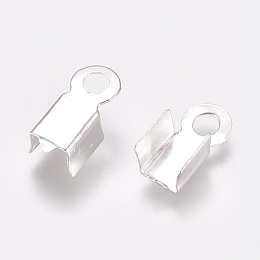 Honeyhandy Iron Folding Crimp Ends, Fold Over Crimp Cord Ends, Silver, 9x4x3.5mm, Hole: 1.8mm, Inner Wide: 3mm, about 200pcs/Bag