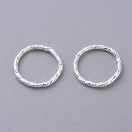 Honeyhandy Iron Textured Jump Rings, Open Jump Rings, for Jewelry Making, Silver, 12x1mm, 18 Gauge, Inner Diameter: 10mm, about 1950~2000pcs/bag