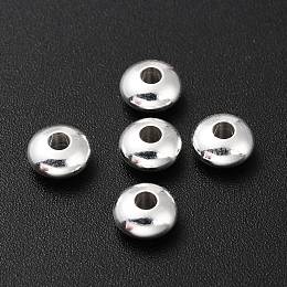 Honeyhandy Brass Beads, Long-Lasting Plated, Rondelle, 925 Sterling Silver Plated, 6x3mm, Hole: 1.8mm