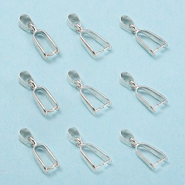 Honeyhandy Brass Ice Pick Pinch Bails, Silver, 20x9mm