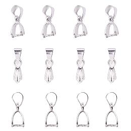 Arricraft About 100 Pieces Brass Pinch Clip Bail Clasp Dangle Charm Bead Pendant Connector Findings Length 12mm for Jewelry Making Silver