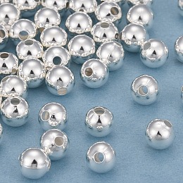 Honeyhandy Brass Spacer Beads, Long-Lasting Plated, Round, 925 Sterling Silver Plated, 5mm, Hole: 1.4mm