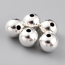 Honeyhandy Brass Beads, Long-Lasting Plated, Round, 925 Sterling Silver Plated, 8mm, Hole: 1.8mm