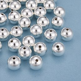 Honeyhandy Brass Beads, Long-Lasting Plated, Round, 925 Sterling Silver Plated, 10mm, Hole: 1.6mm