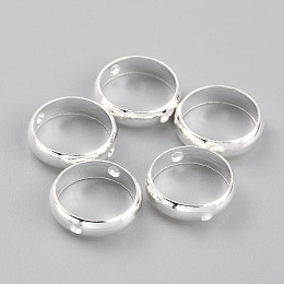 Honeyhandy Brass Beads Frames, Long-Lasting Plated, Round Ring, 925 Sterling Silver Plated, 10x2.5mm, Hole: 1.2mm