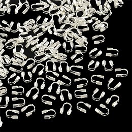 NBEADS 2000pcs Silver Color Brass Wire Guardian Wire Protectors Loops U Shape Accessories for Jewelry