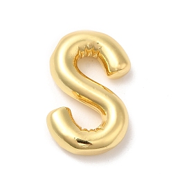 Honeyhandy Eco-Friendly Rack Plating Brass Pendants, Long-Lasting Plated, Lead Free & Cadmium Free, Real 18K Gold Plated, Letter Charm, Letter S, 21~23x13~26x4.5~5.5mm, Hole: 2.5~3.5x1.5~2mm