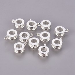 Honeyhandy Zinc Alloy European Hanger, Cadmium Free & Lead Free, Column, Silver Color Plated, Size: about 9mm in diameter, 12mm long, 4mm thick, hole: 2mm, inner diameter: 5mm