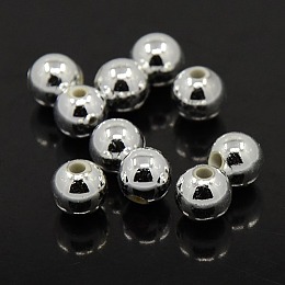 Honeyhandy Plating Plastic Acrylic Round Beads, Silver Plated, 12mm, Hole: 2mm, about 550pcs/pound