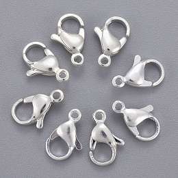 Honeyhandy 304 Stainless Steel Lobster Claw Clasps, Parrot Trigger Clasps, Silver Color Plated, 12x7x3.5mm, Hole: 1.4mm