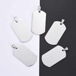 Honeyhandy 304 Stainless Steel Big Pendants, Manual Polishing, Blank Stamping Tags, Rectangle, Stainless Steel Color, 43x24x1.8mm