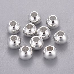 Honeyhandy 201 Stainless Steel Beads, Round, Silver, 8x6.5mm, Hole: 3mm