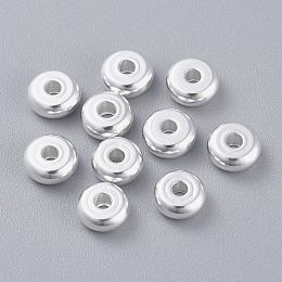 Honeyhandy 201 Stainless Steel Spacer Beads, Flat Round, Silver, 6x2.5mm, Hole: 1.6mm