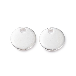 Honeyhandy 304 Stainless Steel Charms, Stamping Blank Tag, Flat Round, Silver, 7x1mm, Hole: 1.4mm