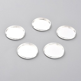 Honeyhandy 304 Stainless Steel Cabochon Settings, Plain Edge Bezel Cups, Flat Round, Silver, 20x2mm, Tray: 18mm