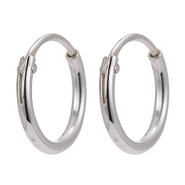 Honeyhandy 925 Sterling Silver Hoop Earring Findings, Ring, Silver, 10x1.2mm, Pin: 0.7mm