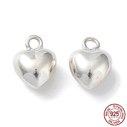 Honeyhandy 925 Sterling Silver Charms, Heart, Silver, 7x5x3.5mm, Hole: 1mm