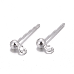 Honeyhandy 925 Sterling Silver Ear Stud Findings, Earring Posts Carved with 925, Silver, 14mm, head: 5x2.5mm, Hole: 1mm,  Pin: 0.7mm