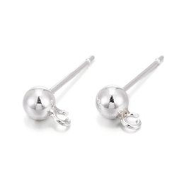 Honeyhandy 925 Sterling Silver Ear Stud Findings, Earring Posts Carved with 925, Silver, 15mm, head: 6.2x4mm, Hole: 1mm, Pin: 0.7mm