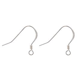 Honeyhandy 925 Sterling Silver Earring Hooks, Carved 925, Silver, 16x20x1.3mm, Hole: 1.5mm, Pin: 0.5mm