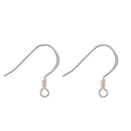 Honeyhandy 925 Sterling Silver Earring Hooks, Carved 925, Silver, 16x19x1.4mm, Hole: 1.5mm, Pin: 0.5mm