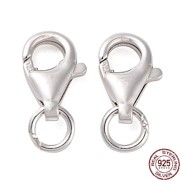 Honeyhandy 925 Sterling Silver Lobster Claw Clasps, with 925 Stamp, Silver, 9.5mm, Hole: 1mm