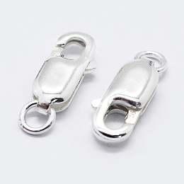 Honeyhandy 925 Sterling Silver Lobster Claw Clasps, with 925 Stamp, Silver, 10.5mm, Hole: 1mm