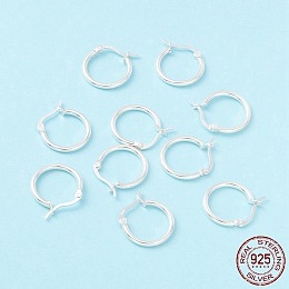 Honeyhandy 925 Sterling Silver Hoop Earrings, Chunky Small Huggie Hoop Earrings for Women, Silver, 18.5x17.5x2mm, Pin: 0.6x1.2mm