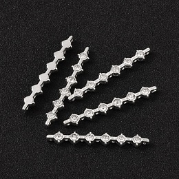 Honeyhandy Alloy Bar Spacers, Cadmium Free & Lead Free, with Grade A Rhinestone, Silver Color Plated, 49x6.7x4.7mm, Hole: 1.5mm