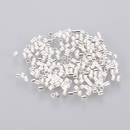 Honeyhandy 1700pcs 1.5mm Brass Tube Crimp End Beads, Cadmium Free & Lead Free, Silver Color Plated, hole: 1mm,1700pcs/10g