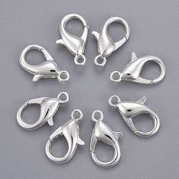 Honeyhandy Silver Color Plated Alloy Lobster Claw Clasps, Parrot Trigger Clasps for DIY Metal Jewelry, Cadmium Free & Lead Free, Size: about 8mm wide, 16mm long, hole: 1.5mm