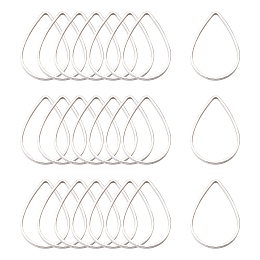 Honeyhandy Brass Links, teardrop, Silver Color Plated, about 11mm wide, 16mm long, 1mm thick