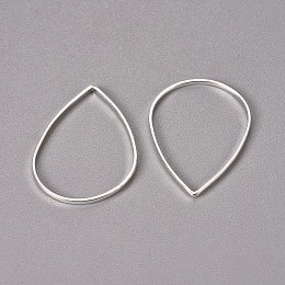 Honeyhandy Brass Links, teardrop, plated in Silver Color Plated, about 17mm wide, 25mm long, 1mm thick, hole: about 17mm