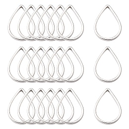 Honeyhandy Brass Linking Rings, Teardrop, Silver Color Plated, about 7mm wide, 11mm long, 1mm thick