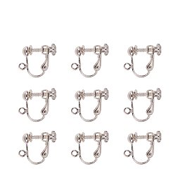 ARRICRAFT 10pcs Silver Brass Clip-on Earring Components for Non-pierced Ears 17x13.5x5mm