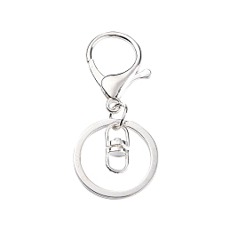 Honeyhandy Iron Alloy Lobster Claw Clasp Keychain, Silver Color Plated, 68x30mm