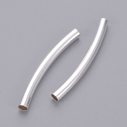 Honeyhandy Brass Tube Beads, Silver Color Plated, 30x3mm, Hole: 2mm