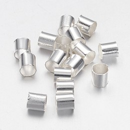 Honeyhandy Brass Crimp Beads, Tube, Cadmium Free & Nickel Free & Lead Free, Silver Color Plated, 3x3mm, Hole: 2.5mm, 400pcs/10g