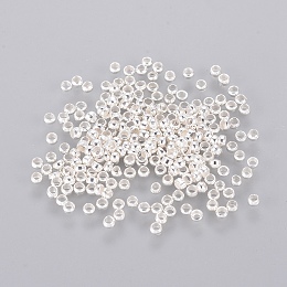 Honeyhandy Brass Crimp Beads, Rondelle, Silver Color Plated, 2x2mm, Hole: 1mm, about 939pcs/10g